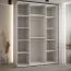 Schiebetürenschrank mit Spiegeln Mina in Schwarz/Weiß, auch für Wohnzimmer geeignet, Anti Staubbürsten, schwarze Metallgriffe, 235,2 x 180 x 60 cm