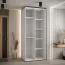 Schiebetürenschrank Mina in Schwarz/Weiß, Front aus laminierter Platte, Anti Staubbürsten, schwarze Metallgriffe, platzsparend, 235,2 x 120 x 60 cm
