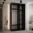 Kleiderschrank Mina mit Schiebesystem in Schwarz/Eiche gehalten, moderne Optik, viel Stauraum, Lamellen in Schwarz, Anti Staubbürsten, 235,2 x 130 x 60 cm