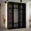 Kleiderschrank Mina mit Schiebetüren, Weiß/Schwarz gehalten, moderne Optik, viel Stauraum, 235,2 x 160 x 60 cm, schwarze Lamellen, Anti Staubbürsten