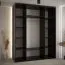 Schwarzer Schiebetürenschrank Mina, modernes Design, schwarze Metallgriffe, inklusive Anti-Staubbürsten, platzsparend, viel Stauraum, 235,2 x 190 x 60 cm