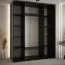 Schwarzer Schiebetürenschrank mit Spiegeln Mina, modernes Design, schwarze Metallgriffe, Anti-Staubbürsten, viel Stauraum, robust, 235,2 x 200 x 60 cm