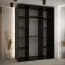 Kleiderschrank Mina mit Schiebetüren, Weiß/Schwarz gehalten, moderne Optik, viel Stauraum, 235,2 x 160 x 60 cm, schwarze Lamellen, Anti Staubbürsten