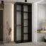 Kleiderschrank mit Spiegeltüre Mina in Schwarz, Schiebetüren, Anti Staubbürsten, viel Stauraum, Metallgriffe, 235,2 x 100 x 60 cm, Einlegeböden