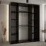 Kleiderschrank Mina mit Schiebetüren, Weiß/Schwarz gehalten, modern, viel Stauraum, Lamellen in Schwarz, Anti Staubbürsten, 235,2 x 200 x 60 cm
