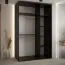 Schiebetürenschrank Mina mit Spiegeln in Schwarz/Eiche, auch für Wohnzimmer geeignet, Anti Staubbürsten, Metallgriffe in schwarz, 235,2 x 150 x 60 cm