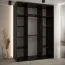 Schwarzer Kleiderschrank Mina mit Schiebetüren und Spiegel, Anti Staubbürsten, viel Stauraum, auch für Wohnzimmer geeignet, 235,2 x 160 x 60 cm