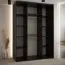Schwarzer Schiebetürenschrank Mina mit Spiegel, auch für Wohnzimmer geeignet, Schwarzer Metallgriff, viel Stauraum, Anti Staubbürsten, 235,2 x 170 x 60 cm