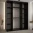 Spiegelschrank Mina in Schwarz/Eiche, auch für Wohnzimmer geeignet, Anti Staubbürsten, Metallgriffe in schwarz, robust, 235,2 x 190 x 60 cm, viel Fächer