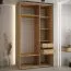 Platzsparender Kleiderschrank Mina mit Schiebetüren in Weiß/Schwarz gehalten, Anti Staubbürsten enthalten, viel Stauraum, 235,2 x 130 x 60 cm, modern