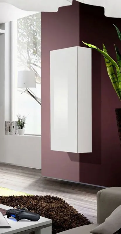Weißer Hängeschrank Raudberg 22, Farbe: Weiß - Abmessungen: 126 x 40 x 29 cm (H x B x T), mit Push-to-open Funktion