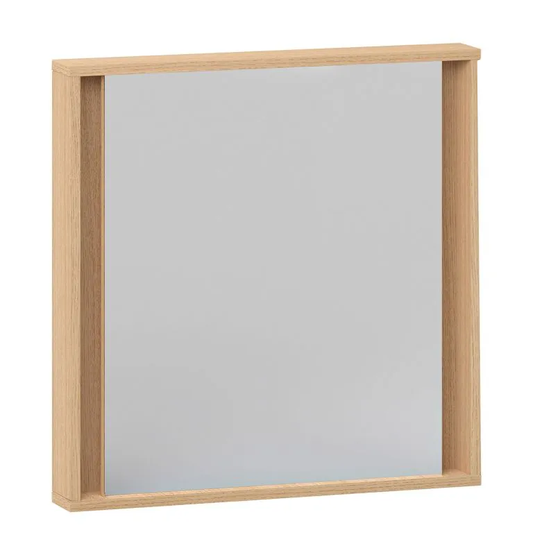 Spiegel | Quadratisch | Hängespiegel | mit LED-Beleuchtung | Farbe: Eiche | Maße: 50 x 50 cm | Steuerung über die mitgelieferte Fernbedienung | für Schminktisch