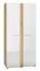 Kleiderschrank mit viel Stauraum Tullahoma 01, Farbe: Eiche / Weiß Glanz - Abmessungen: 196 x 92 x 60 cm (H x B x T), mit 2 Türen und 5 Fächern