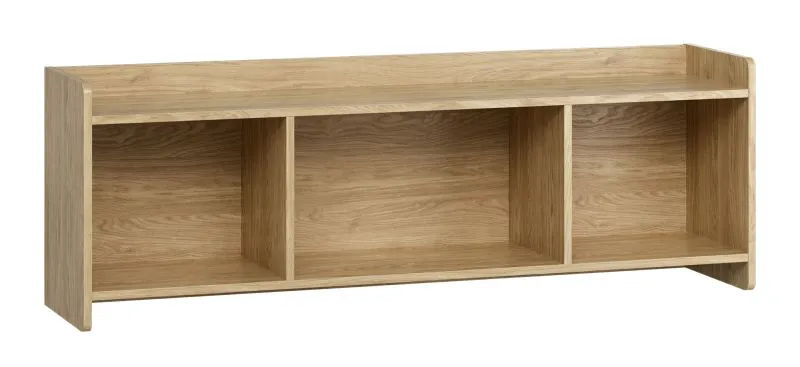 Wandregal | Farbe: Eiche | Hängeregal | drei geräumige Fächer | minimalistisches Design | Maße: 137 x 30 x 46 cm | ABS-Kantenschutz | für Wohnzimmer