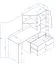 Schreibtisch mit Schrankanbau Sirte 11, Farbe: Eiche / Weiß / Schwarz Hochglanz - Abmessungen: 153 x 150 x 50 cm (H x B x T)