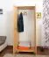 Schmaler Kleiderschrank | 2 Drehtüren | 1 Fach | mit Kleiderstange | 80 cm breit | Massivholz | Farbe: Natur Abbildung
