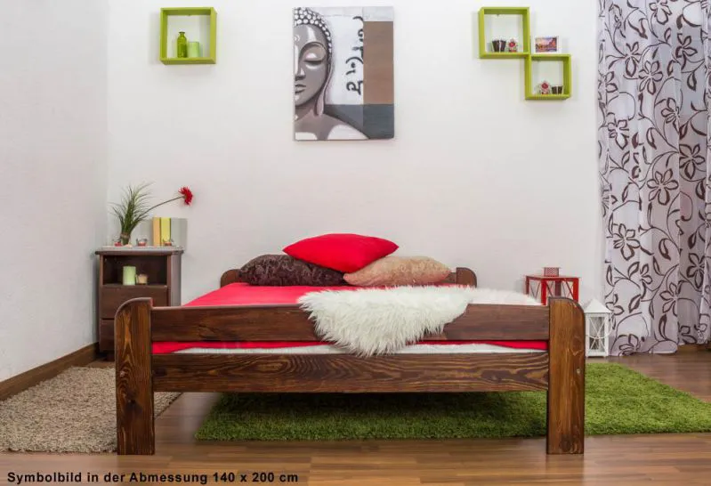 Bett 160 x 200 cm Kiefer Nuss mit Lattenrost Abbildung