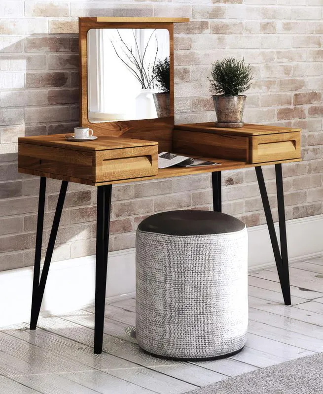 Schminktisch Masterton 16 Wildeiche massiv geölt - Abmessungen: 81 x 120 x 53 cm (H x B x T)