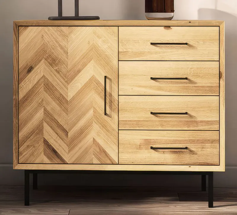 Kommode Kumeu 31 Wildeiche massiv geölt - Abmessungen: 80 x 97 x 45 cm (H x B x T)