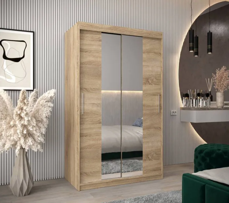 120 cm breiter Kleiderschrank mit 5 Fächern und 2 Türen | Farbe: Sonoma Eiche Abbildung