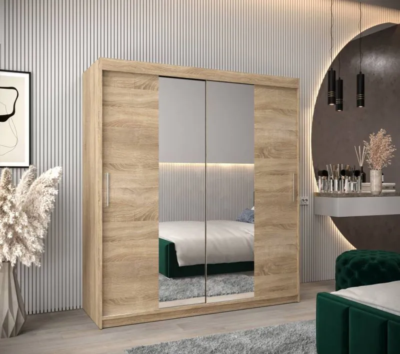 180 cm breiter Kleiderschrank mit 10 Fächern und 2 Türen | Farbe: Sonoma Eiche Abbildung