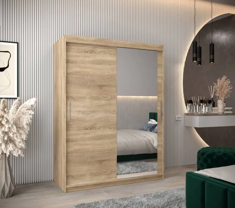 150 cm breiter Kleiderschrank mit 5 Fächern und 2 Türen | Farbe: Sonoma Eiche Abbildung