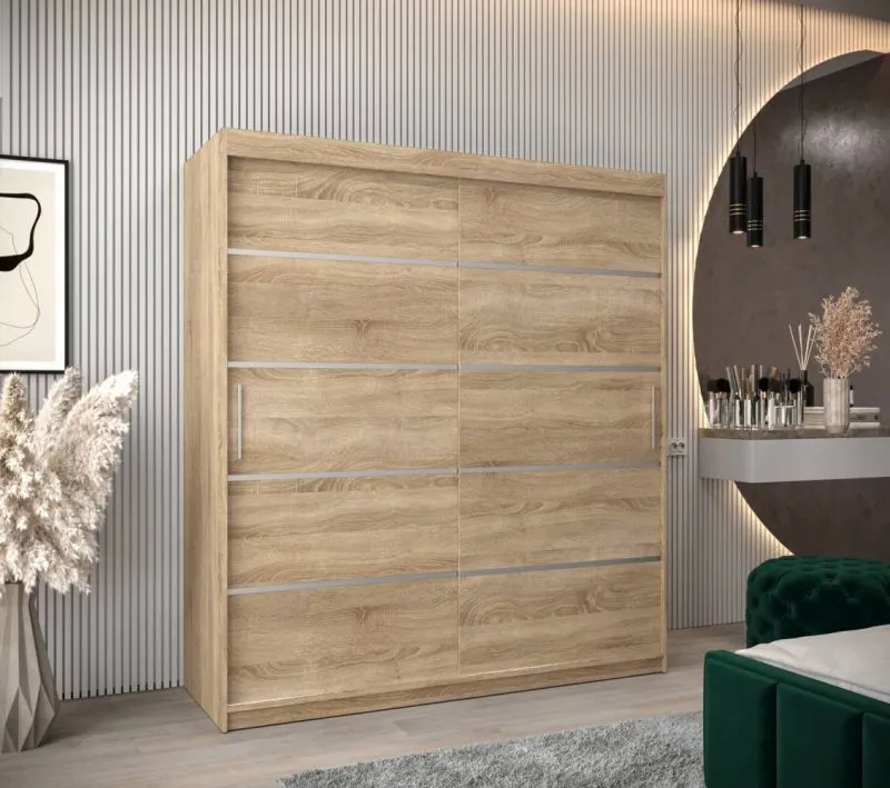 180 cm breiter Kleiderschrank mit 10 Fächern und 2 Türen | Farbe: Sonoma Eiche Abbildung