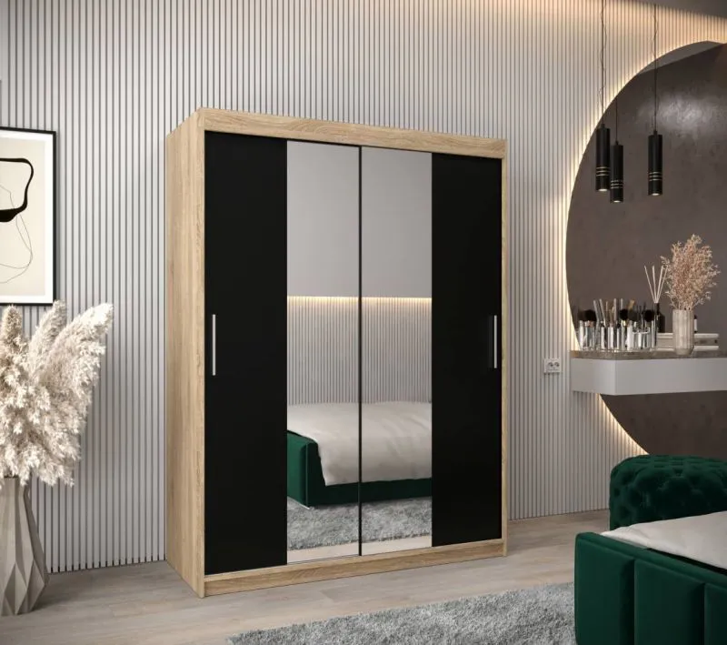 150 cm breiter Kleiderschrank mit 5 Fächern und 2 Türen | Farbe: Sonoma Eiche Abbildung