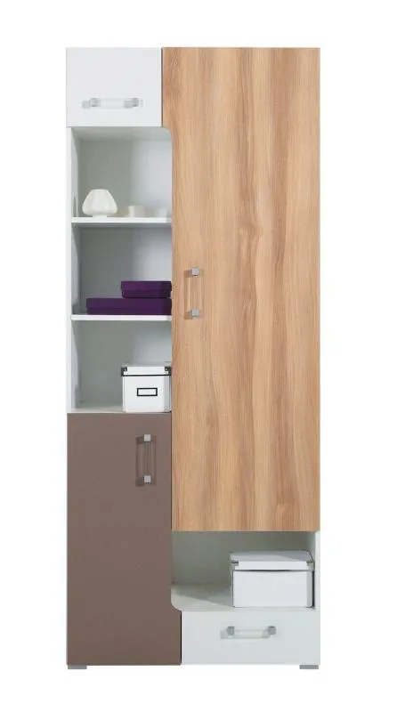 Jugendzimmerschrank Braun / Weiß 195x80x40 cm Abbildung