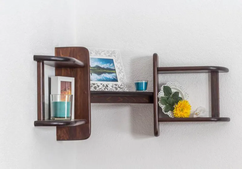 Küchenregal Hängeregal Küchen-Wandregal - 75 cm breit, Kiefer Massivholz, Farbe: Nuss Abbildung