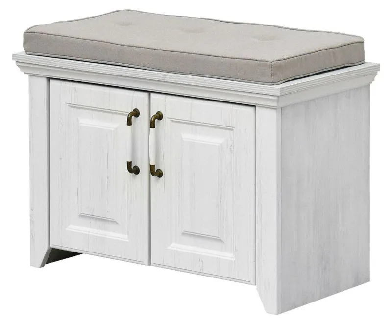 Sitzbank mit Stauraum Bibaor 12, Farbe: Eiche Weiß - 54 x 75 x 41 cm (H x B x T)