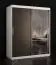 Kleiderschrank mit Spiegeltür Liskamm 34, Farbe: Weiß matt / Schwarz matt - Abmessungen: 200 x 150 x 62 cm (H x B x T), mit fünf Fächern und zwei Kleiderstangen