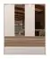 Kleiderschrank mit Spiegel Papauta 06, Farbe: Kaschmir / Eiche dunkel - Abmessungen: 226 x 187 x 60 cm (H x B x T)
