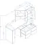 Schreibtisch mit Schrankanbau Sirte 11, Farbe: Eiche / Weiß / Grau Hochglanz - Abmessungen: 153 x 150 x 50 cm (H x B x T)