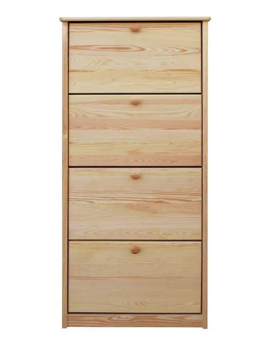 Schuhschrank Kiefer Holz massiv, Farbe: Natur 150x72x30 cm Abbildung