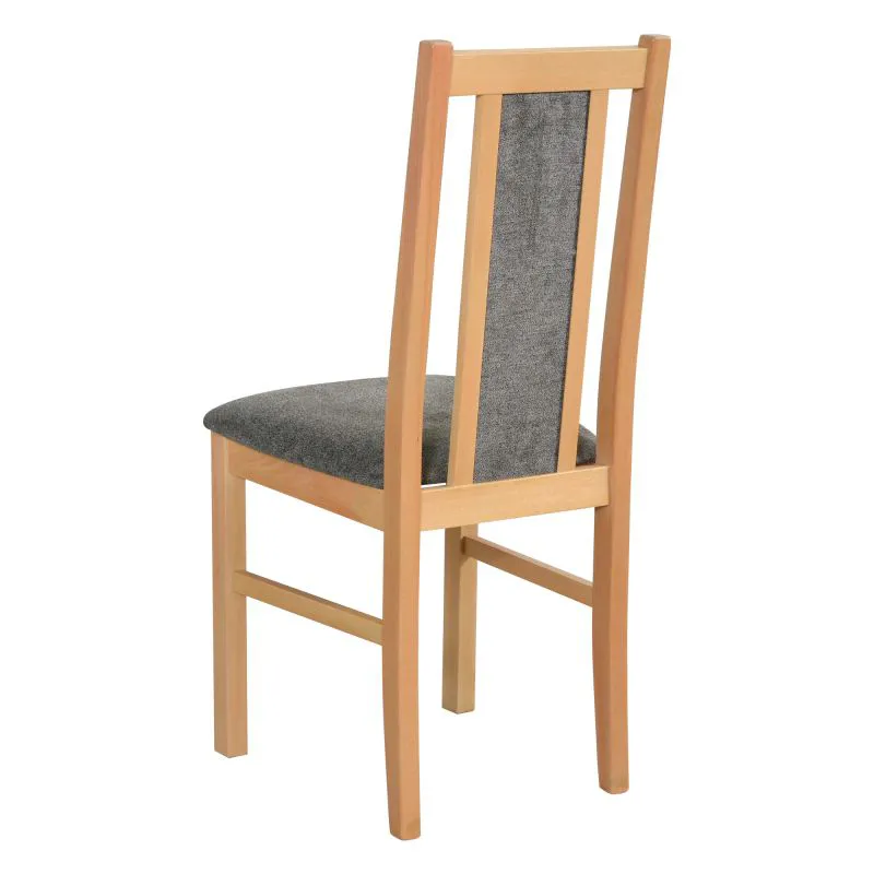 Esszimmerstuhl Wenden, bequem gepolsterte Sitzfläche, Stofffarbe in Grau, Sitzhöhe 47 cm, Polster aus T-25 Schaum, Buchenmassivholz in Eichen Optik