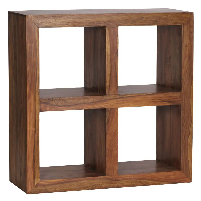 Niedriges Regal aus Sheesham Massivholz Apolo 157, Farbe: Sheesham - Abmessungen: 82 x 82 x 34 cm (H x B x T), gefertigt in Handarbei