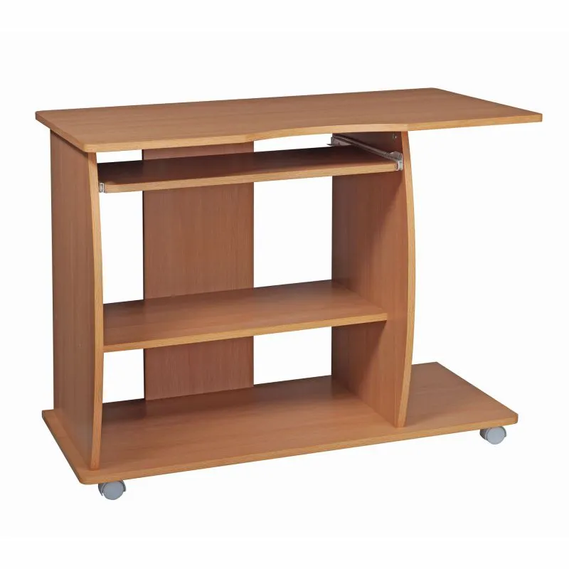 Computertisch auf Rollen Apolo 193, Farbe: Buche - Abmessungen: 90 x 48 x 94 cm (H x B x T), mit Tastaturauszug