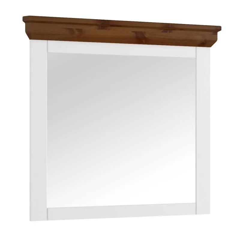 Spiegel Gimone 11 mit 80 x 95 x 5 cm, aus finnischer Kiefer, in der Farbe Weiß / Tabacco, für Vorzimmer, Schlafzimmer, elegant, klassisch