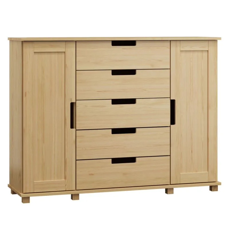 Highboard Kiefer massiv Vollholz natur 004 - Abmessung 120 x 160 x 42 cm (H x B x T)