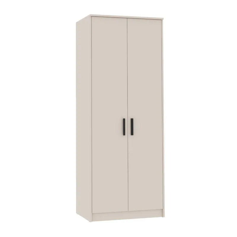 Kleiderschrank | Fafe 21 | Kaschmir / Eiche Cremona | 2 Türen | 195 x 75 x 54 cm | 1 Kleiderstange | 2 Fächer | Soft Close | reichlich Stauraum