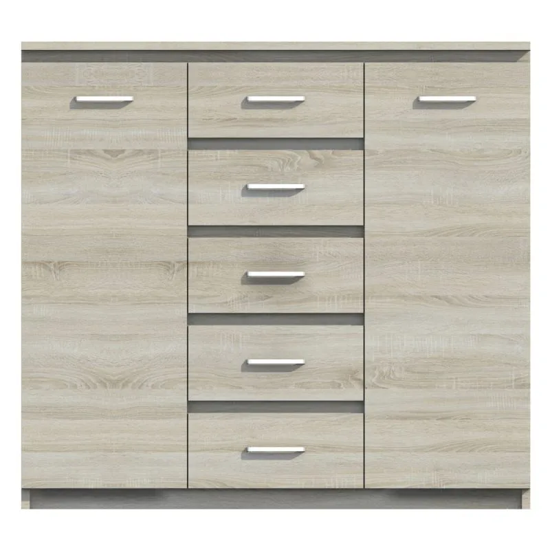 Kommode Pamulang 04, Farbe: Sonoma Eiche - Abmessungen: 112 x 122 x 40 cm (H x B x T)