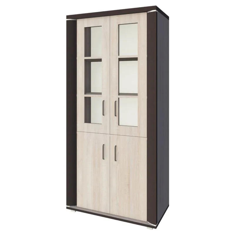 Vitrine Aitape 35, Farbe: Sonoma Eiche dunkel / Sonoma Eiche hell - Abmessungen: 188 x 92 x 40 cm (H x B x T)
