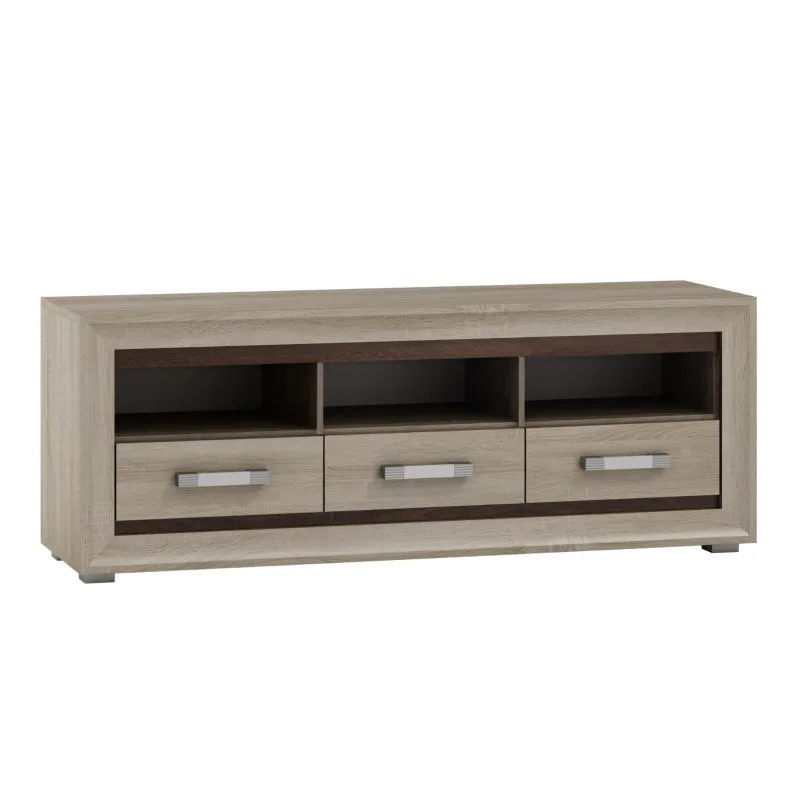 TV-Unterschrank Kundiawa 16, Farbe: Sonoma Eiche hell / Sonoma Eiche dunkel - Abmessungen: 50 x 160 x 40 cm (H x B x T)