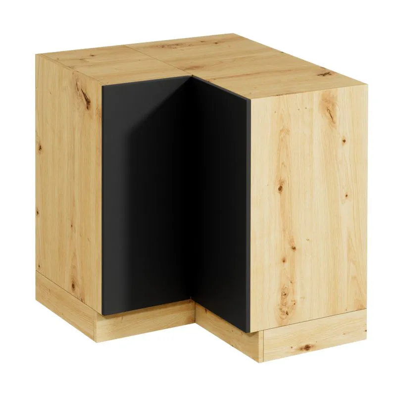 Kücheneckschrank | Push-to-Open | 2 Türen | 79,3 x 79,3 x 82 cm | grifflose Front | Matterhorn 15 | Artisan-Eiche / Grau | 2 Fächer