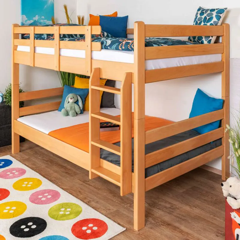 Stockbett 120 x 190 cm | Massivholz: Buche | Natur Lackiert | umbaubar in zwei Einzelbetten | Premium-Qualität | inkl. Rollroste Abbildung
