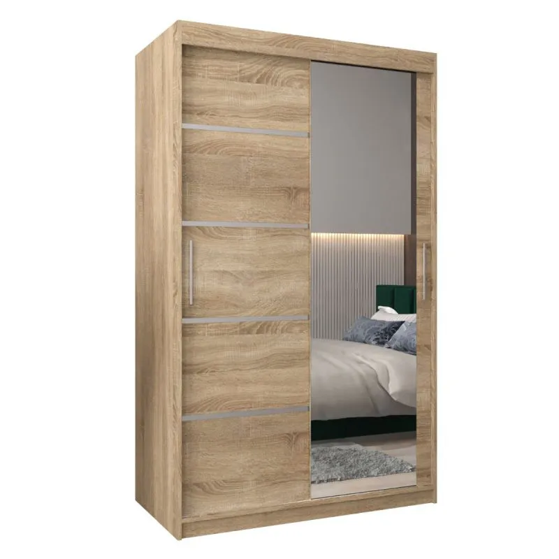 120 cm breiter Kleiderschrank mit 5 Fächern und 2 Türen | Farbe: Sonoma Eiche Abbildung