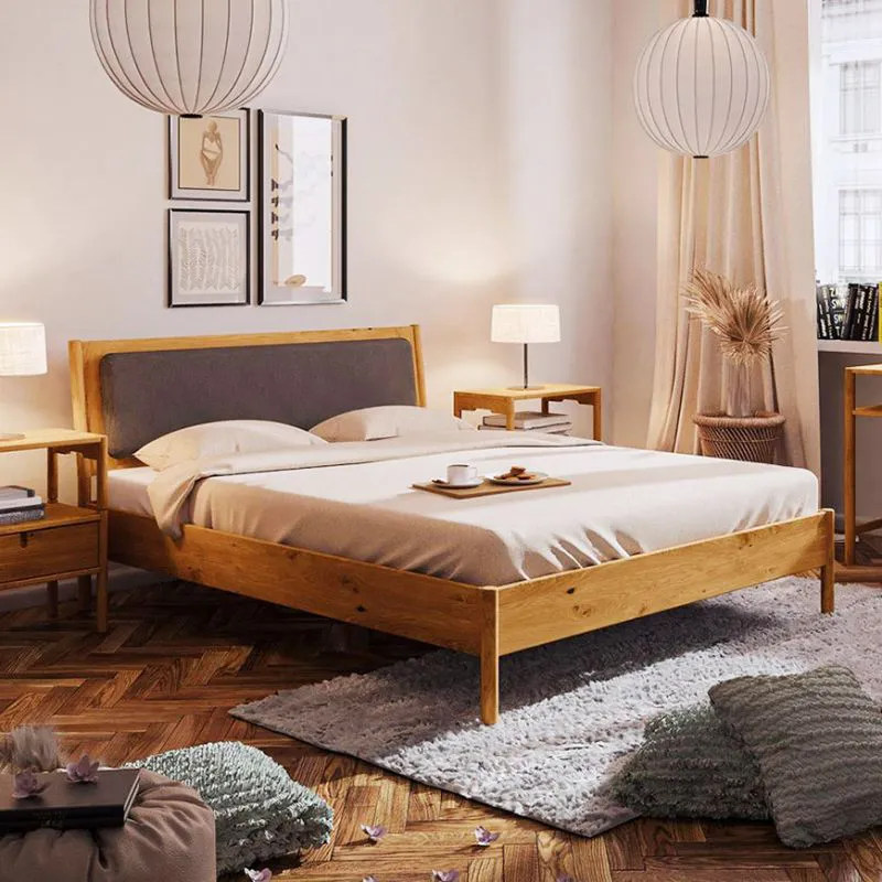 Eiche-Bett massiv | 160 x 200 cm | Wildeiche | Geölt | Natur Abbildung