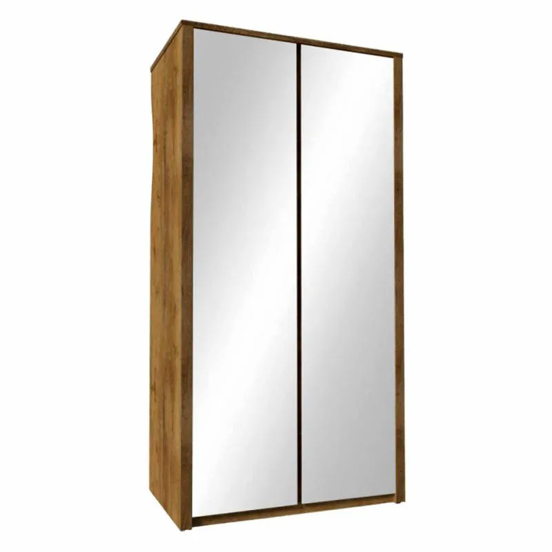 113 cm breiter Kleiderschrank mit 2 Türen | Farbe: Eiche Dunkelbraun Abbildung