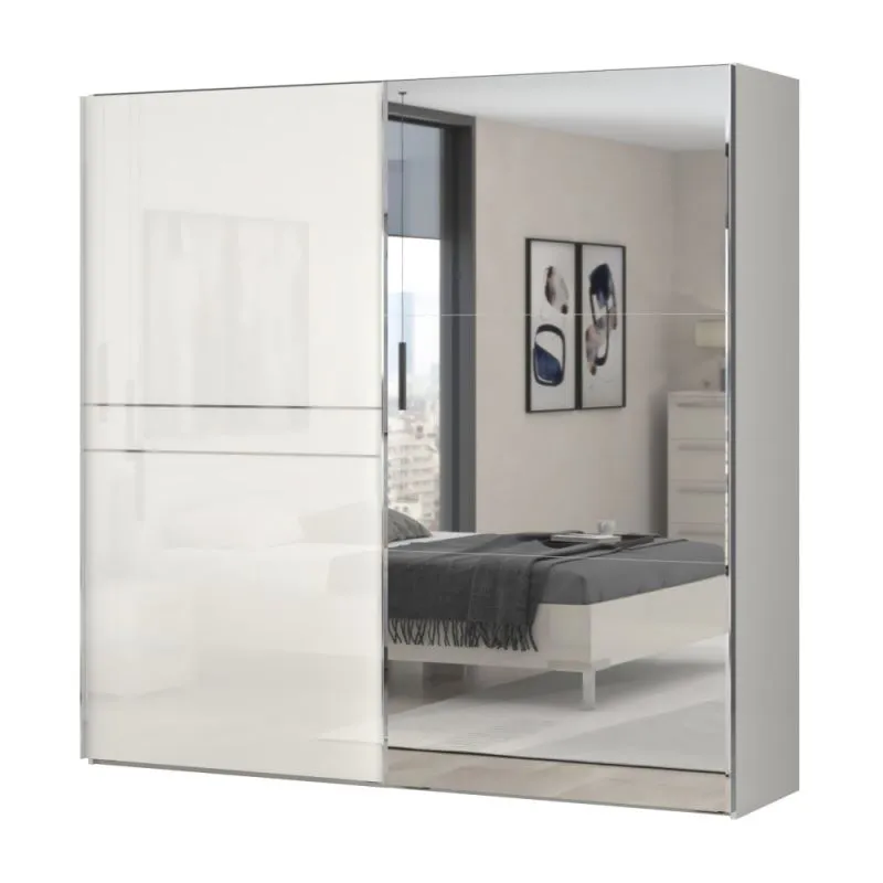 230 cm breiter Kleiderschrank mit 2 Türen | Farbe: Beige Abbildung
